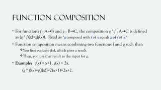 Function Composition Discrete Math DISCRETE MATHEMATICS - FUNCTIONS(Definition, Types, and Functions) | PPTX