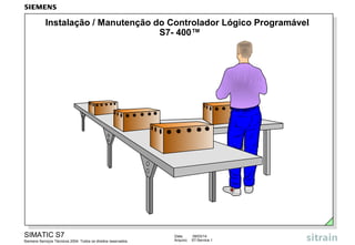 Instalação / Manutenção do Controlador Lógico Programável
S7- 400™

SIMATIC S7
Siemens Serviços Técnicos 2004. Todos os direitos reservados.

Data:
Arquivo:

09/03/14
S7-Service.1

 