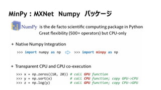 129
MinPy：MXNet Numpy パッケージ
 
