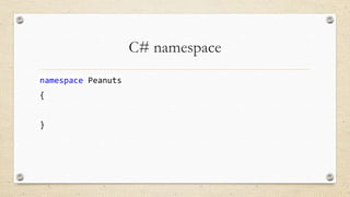 C# namespace
namespace Peanuts
{
}

 