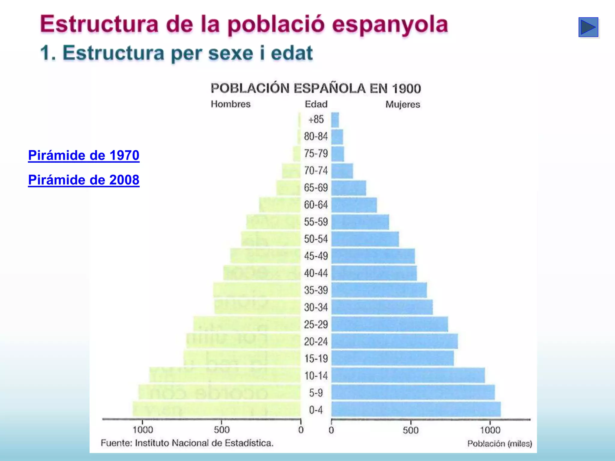 Pirámide de 1970
Pirámide de 2008
 