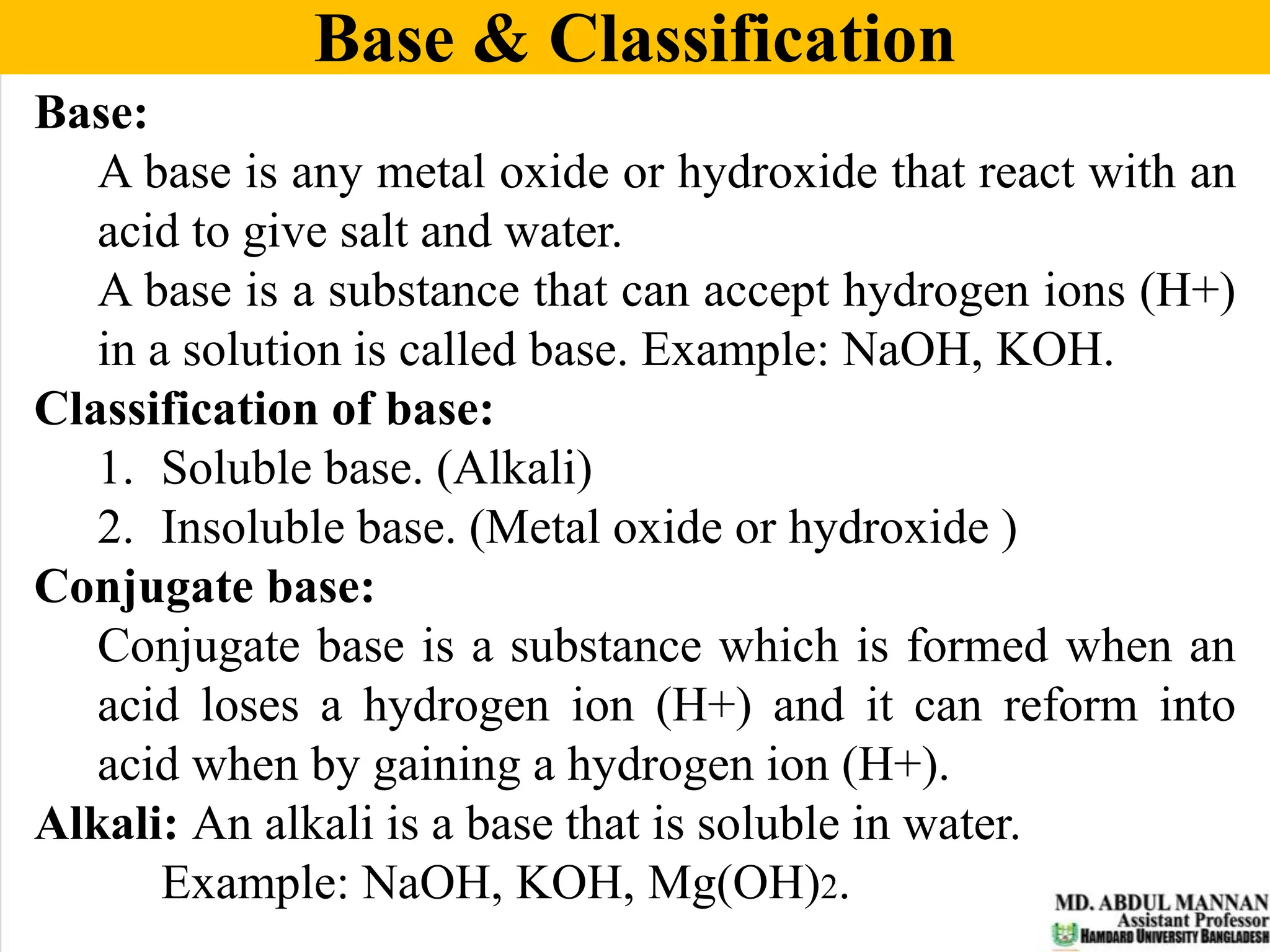 Base Substance BIOCHEMISTRY@ ACID, BASE & SALT | PPTX