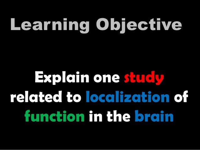 Localization Of Function In The Brain