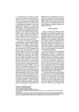 Concentration et pouvoir de marché. La télévision par câble aux États-Unis entre 1984 et 1992