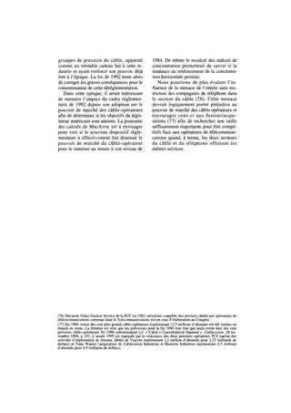 Concentration et pouvoir de marché. La télévision par câble aux États-Unis entre 1984 et 1992