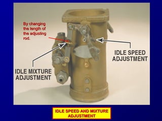 BByy cchhaannggiinngg 
tthhee lleennggtthh ooff 
tthhee aaddjjuussttiinngg 
rroodd.. 
IIDDLLEE SSPPEEEEDD AANNDD MMIIXXTTUURREE 
AADDJJUUSSTTMMEENNTT 
 