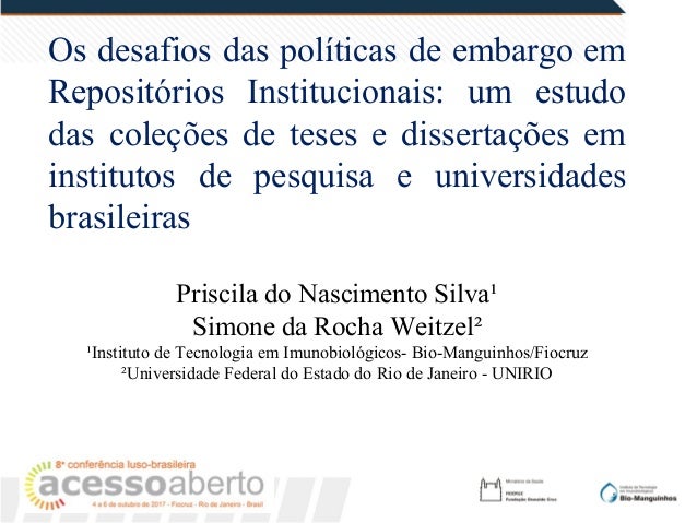 Os desafios das políticas de embargo em
Repositórios Institucionais: um estudo
das coleções de teses e dissertações em
ins...