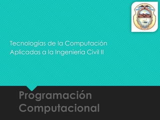 Programación
Computacional
Tecnologías de la Computación
Aplicadas a la Ingeniería Civil II
 