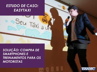 ESTUDO DE CASO:
EASYTAXI
TALLIS CHEGOU A VENDER
UM CARRO E OS
INTEGRANTES FICARAM 1
ANO DESENVOLVENDO A
IDEIA.
 