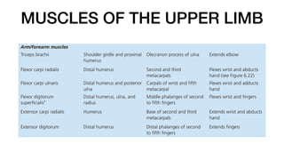 MUSCLES OF THE UPPER LIMB
 