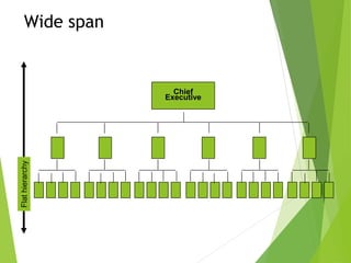 Wide span
Chief
Executive
Flat
hierarchy
 