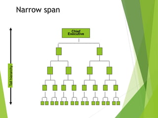 Narrow span
Chief
Executive
Tall
hierarchy
 