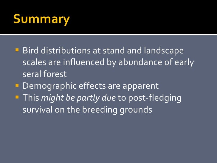 Thresholds In Songbirds In Relation To Early Seral Forest At Stand An…