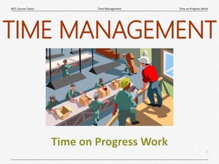 1
|
Time on Progress Work
Time Management
MTL Course Topics
Time on Progress Work
TIME MANAGEMENT
 