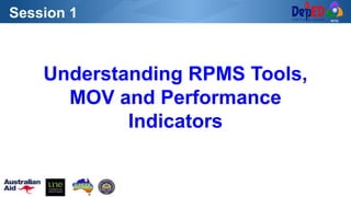 RCTQ
Understanding RPMS Tools,
MOV and Performance
Indicators
Session 1
 