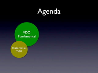 Agenda

        VDO
     Fundamental


Properties of
   VDO
 