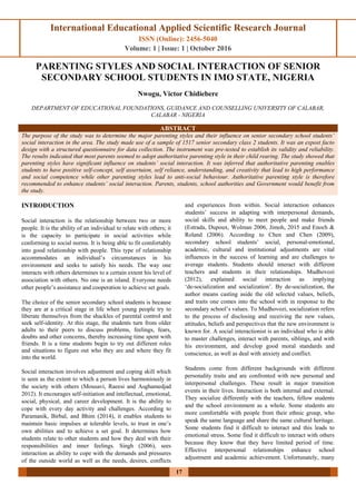 PARENTING STYLES AND SOCIAL INTERACTION OF SENIOR SECONDARY SCHOOL ...