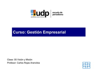 Curso: Gestión Empresarial




Clase: 05 Visión y Misión
Profesor: Carlos Rojas Arancibia
 