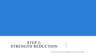 STEP 2:
STRENGTH REDUCTION
ASST. PROF. PRACHI DESSAI, DON BOSCO COLLEGE OF ENGINEERING 12
 