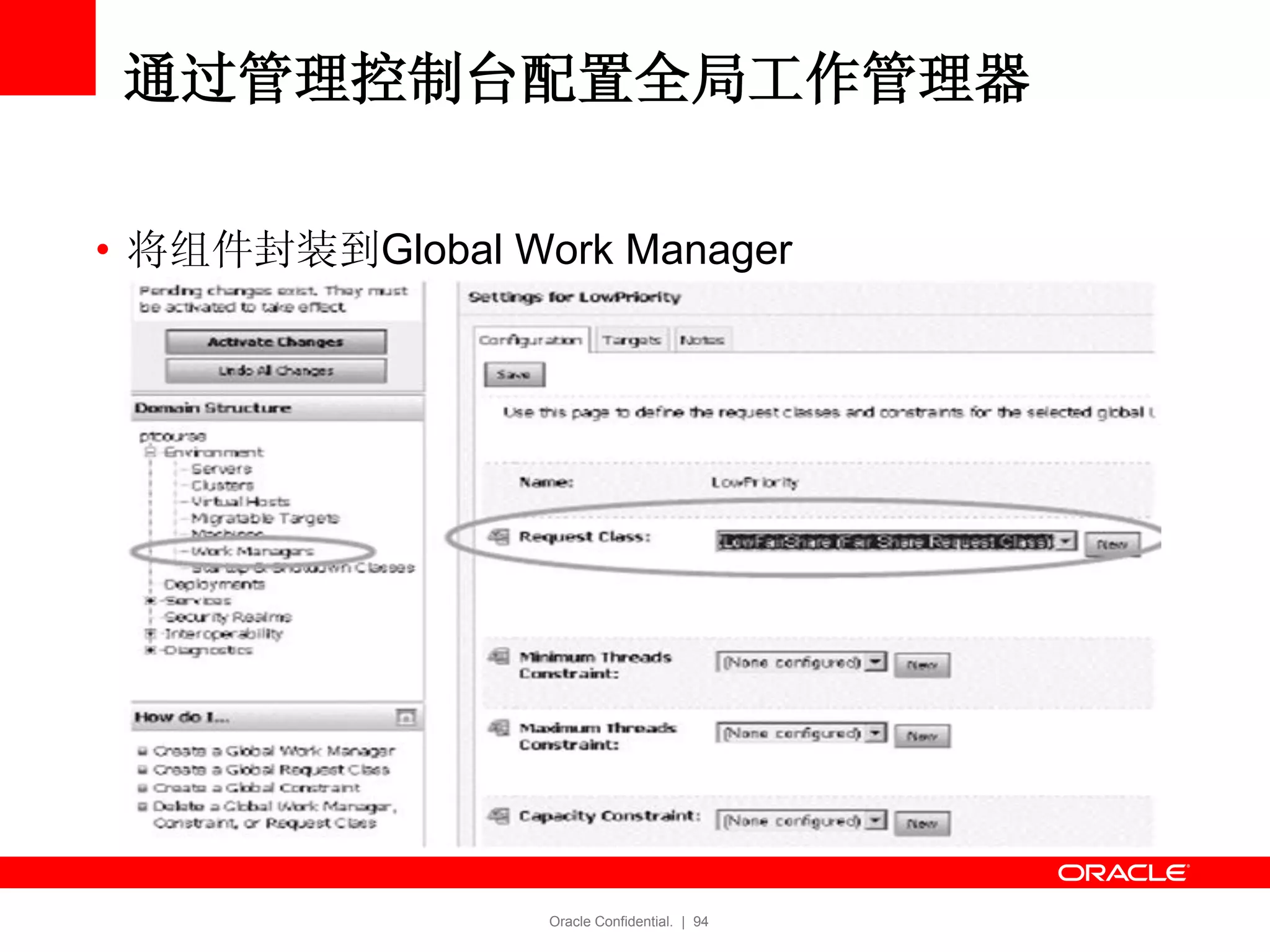 Oracle Confidential. | 94
通过管理控制台配置全局工作管理器
• 将组件封装到Global Work Manager
 