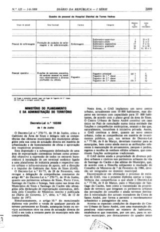 GABINETE DA ÁREA DE SINES - Decreto-Lei 183/89, de 1 de Junho