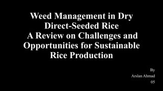 Weed Management in Dry
Direct-Seeded Rice
A Review on Challenges and
Opportunities for Sustainable
Rice Production
By
Arslan Ahmad
05
 