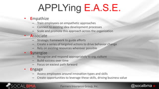 • Empathize
– Train employees on empathetic approaches
– Connect to existing idea development processes
– Scale and promot...