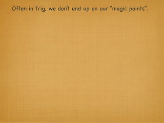 Often in Trig, we don’t end up on our “magic points”.
 
