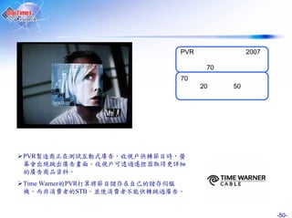 PVR              2007

                                      70
                               70
                                     20    50




PVR
                           更
              料
Time Warner   PVR
                 STB   不


                                                       -50-
 