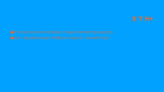 K Y H+
●En situaciones de alcalosis, K sigue tendencia opuesta.
●Cai - Mg disminuyen 4-8% por cada 0.1 aumento pH.
 