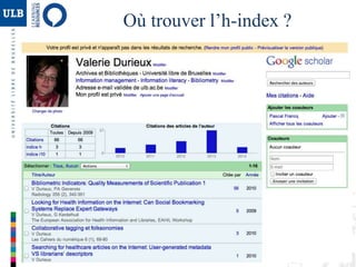 Où trouver l’h-index ?
 