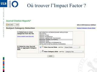 Où trouver l’Impact Factor ?
 
