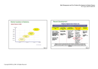 Risk Management and New Products Development in Islamic Finance
                                                                                                                                                                                                                 29 April 2008 IBFIM




            Market Updates & Statistics                                                                                                                          Recent Development
                                    Introduction                                                                                                                         Introduction
             Islamic finance in ASIA


                       Commitment

                                                                                                                 Malaysia, S. Arabia,
                  Business                                                                                        Bahrain, Dubai,
                 innovation                                                                                      Kuwait, Qatar, UAE


                   Market
                 innovation
                                                                                        Brunei, Indonesia,
                                                                                        Singapore, South
                 Competitor                                                              Africa, Morocco,
                  matching                                                                    Turkey


                  Minimum                                         Syiria, Lebanon,
                  presence                                        Germany, USA,
                                                                       Europe

                  Monitor
                development
                                             China, India, HK,
                                            Japan, Korea, Indo-
                                                  China
                 Wait & see



                                       Exploratory                        Development                        Expansion                  Research



                                                                                                                           Source: Internal research




                                                                                                                                                       Page 13                                                          Page 14




Copyright IBFIM @ 2008. All Rights Reserved
 