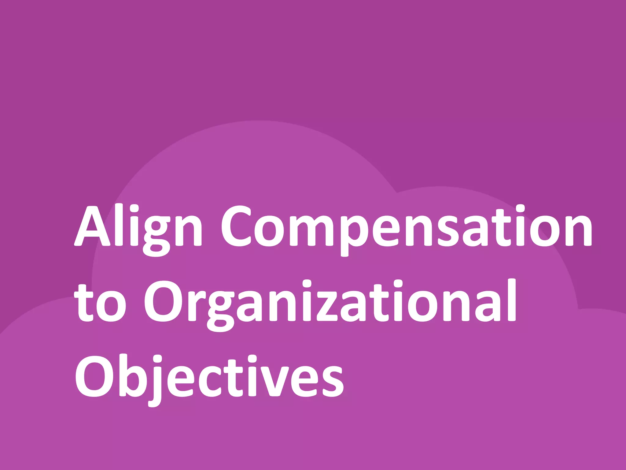 Align Compensation
to Organizational
Objectives
 