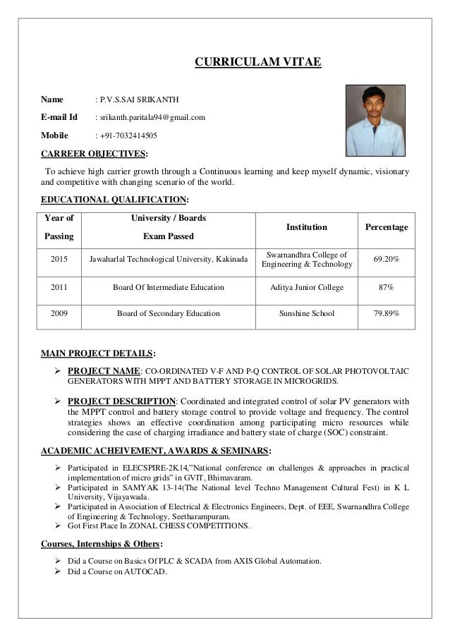 Resume Format For Capgemini Resume Format For Capgemini
