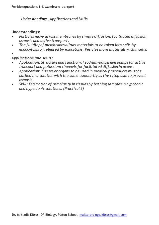 revision questions on 1 4 membrane transport membrane transport