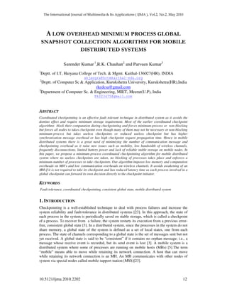 A Low Overhead Minimum Process Global Snapshop Collection Algorithm for ...