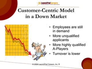 Customer-Centric Model in a Down Market Employees are still in demand More unqualified applicants More highly qualified A-Players  Turnover is lower 