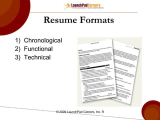 Resume Formats  Chronological Functional Technical  