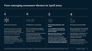McKinsey & Company 15
Four emerging consumer themes in April 2022
1
Sources of concern
Despite the pandemic’s continuing
g...