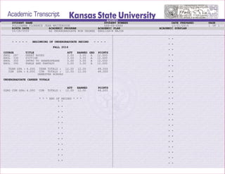 Kent State Transcripts Kansas State Transcript | PDF