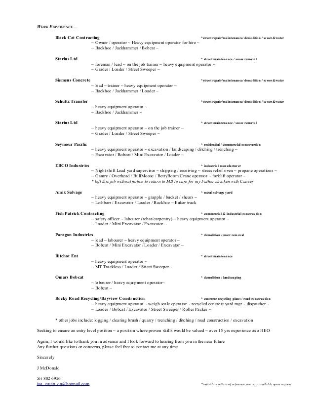 resume for a business
