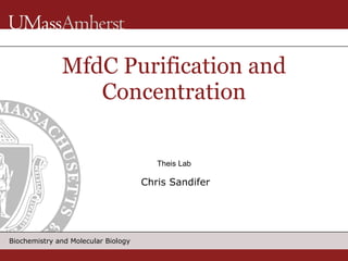 [object Object],MfdC Purification and Concentration Theis Lab 