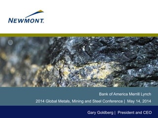 Bank of America Merrill Lynch
2014 Global Metals, Mining and Steel Conference | May 14, 2014
Gary Goldberg | President and CEO
 