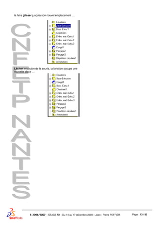 Page : 13 / 83R 2006/2007 - STAGE N1 - Du 14 au 17 décembre 2009 – Jean - Pierre PEFFIER
la faire glisser jusqu'à son nouvel emplacement …
Lâcher le bouton de la souris, la fonction occupe une
nouvelle place …
 