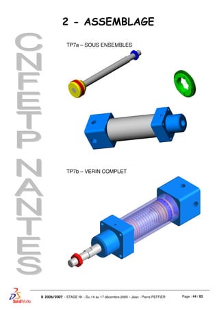 Page : 44 / 83R 2006/2007 - STAGE N1 - Du 14 au 17 décembre 2009 – Jean - Pierre PEFFIER
TP7a – SOUS ENSEMBLES
TP7b – VERIN COMPLET
2 - ASSEMBLAGE
 