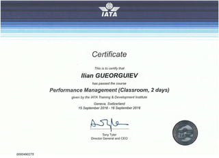 IATA - Performance Management Certificate