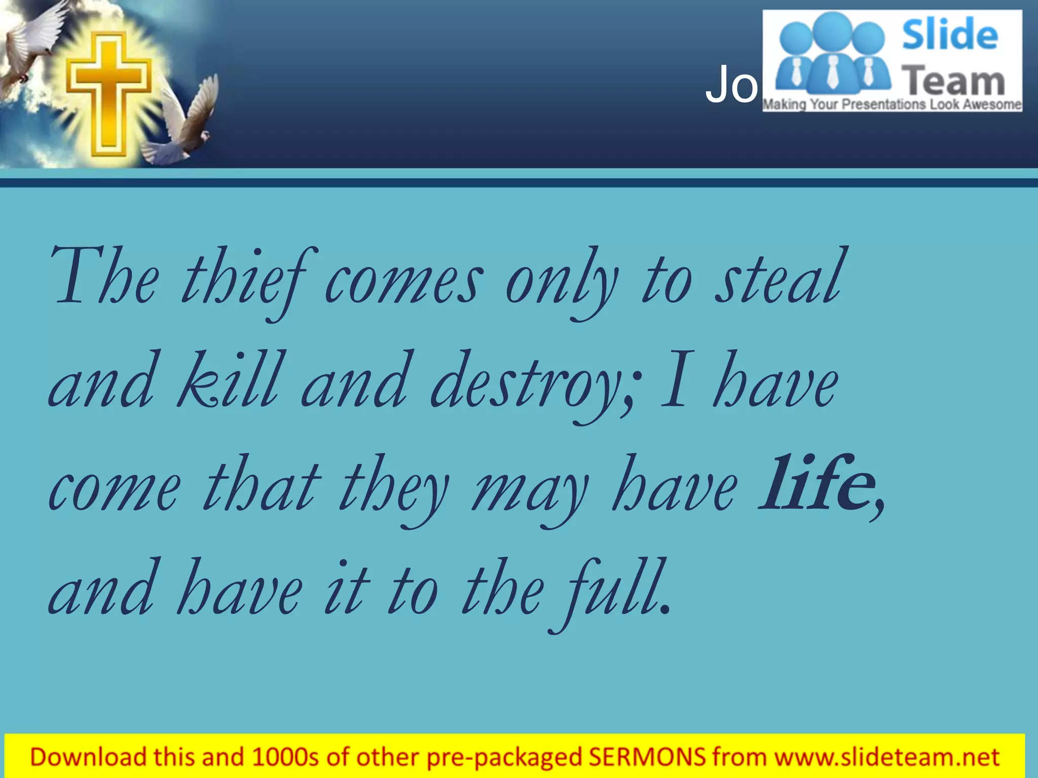 0514 john 1010 the thief comes only to steal power point church sermon ...