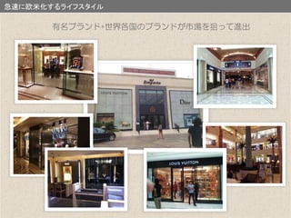 急速に欧米化するライフスタイル
有名ブランド+世界各国のブランドが市場を狙って進出
 