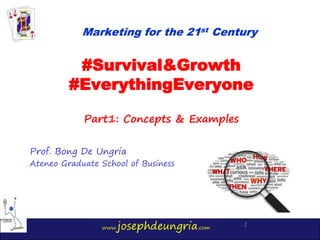www.josephdeungria.com
1
#Survival&Growth
#EverythingEveryone
Part1: Concepts & Examples
Prof. Bong De Ungria
Ateneo Graduate School of Business
Marketing for the 21st Century
 